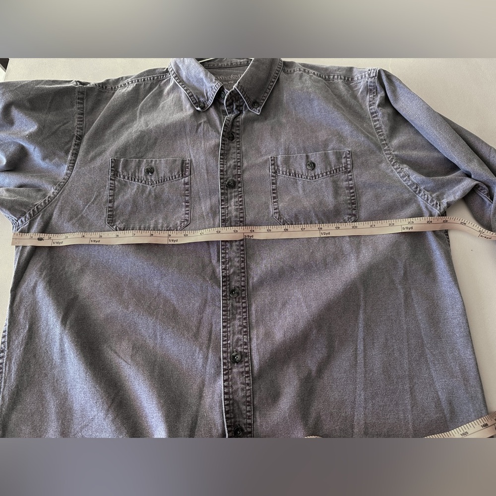 Windriver Denim Collared Button Down Shirt - Purplish Grey - Size XL - Picture 7 of 8